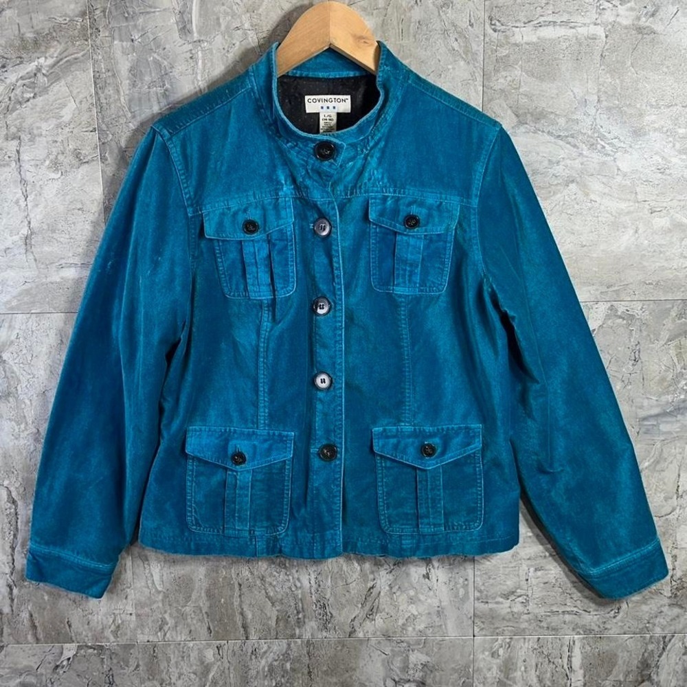 Covington light blue suede jacket Woman's Size‎ L #suede #jacket coat